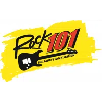 Rock 101.3 WSUE "The Sault's Rock Station" logo