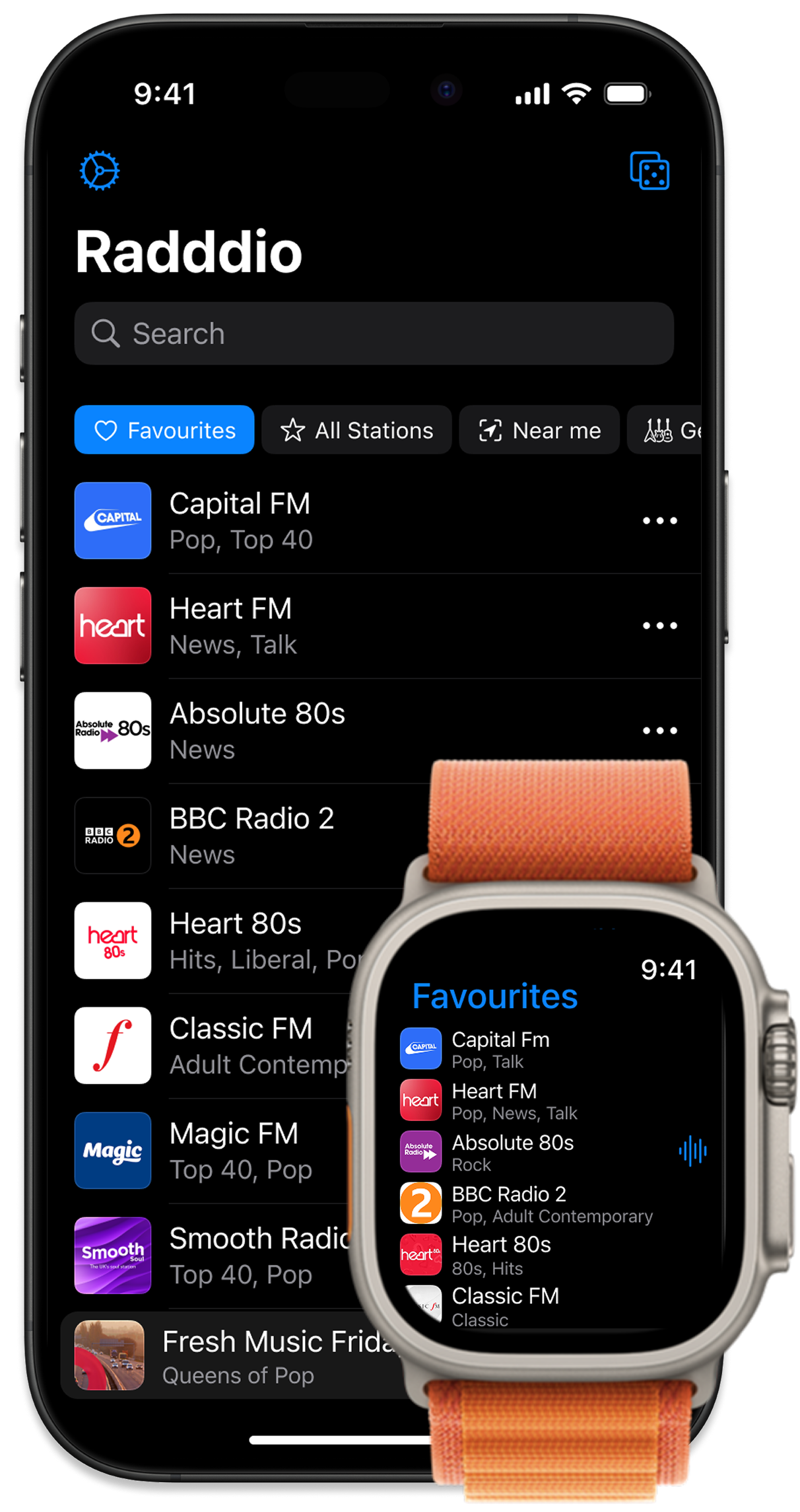 show iphone and apple watch as supported for radddio app